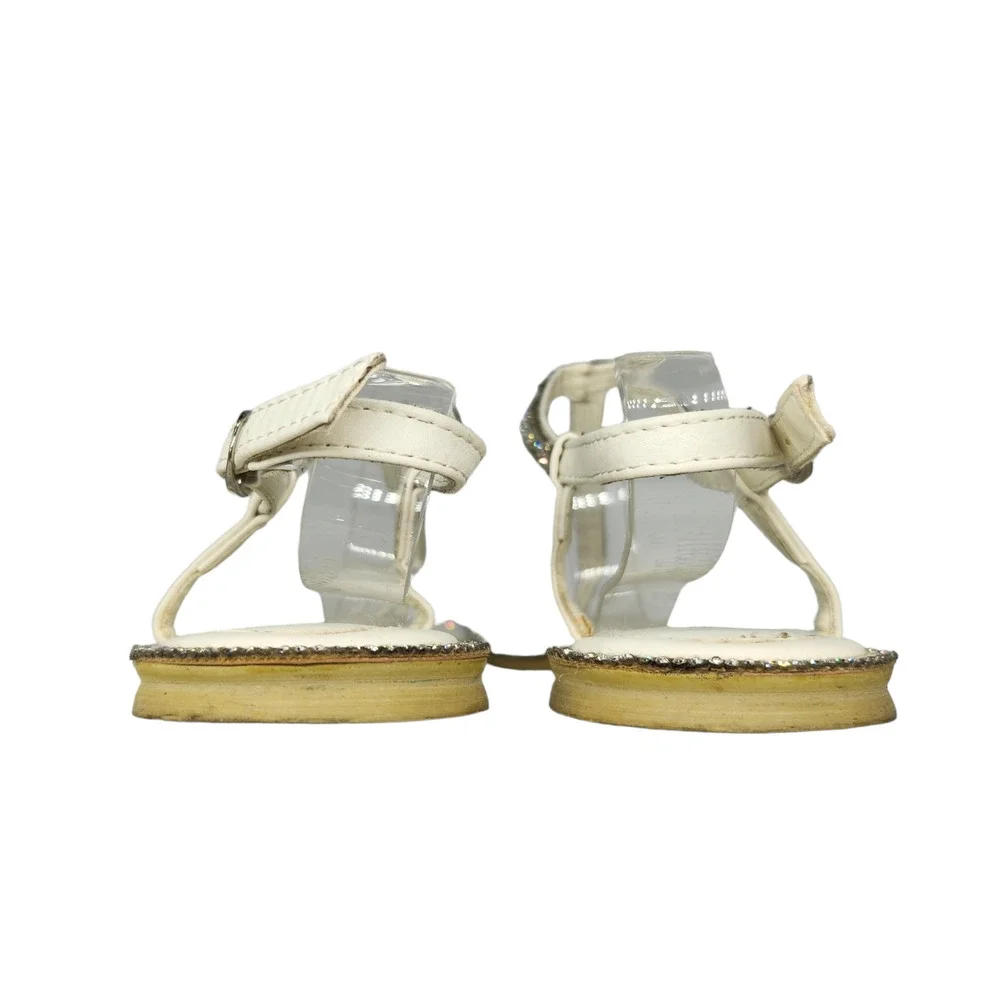 White Sparkly Sandals Rhinestones Embellished Dressy Thong Ankle Strap Womens 36 - Picture 9 of 12